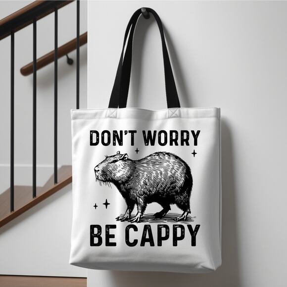 Cute Capybara Funny Tote Book Bag - Picture 3 of 4